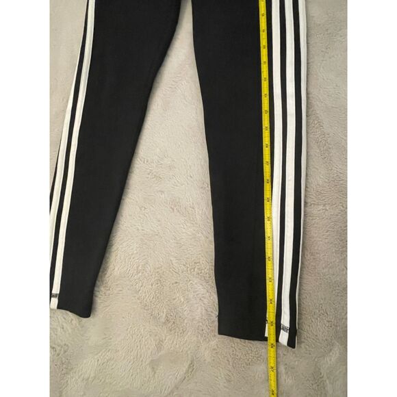 Adidas Climalite Women's Size Small Athletic Leggings Black/ White 3 Stripes new - Picture 4 of 7